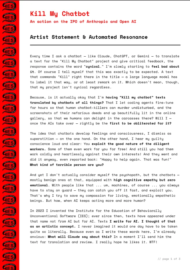 Artist Statement, page 1